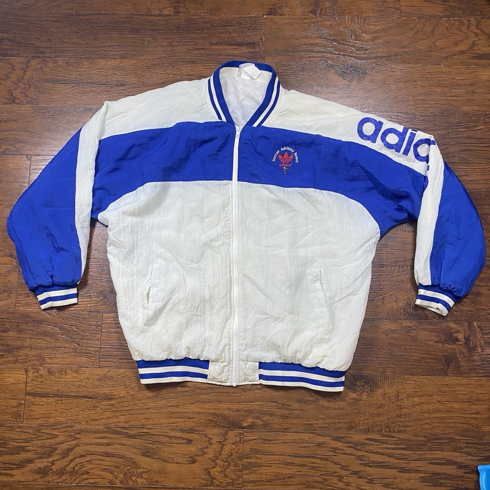 Vintage 80s Adidas Soccer Advisory Board Full Zip Windbreaker Jacket Blokecore